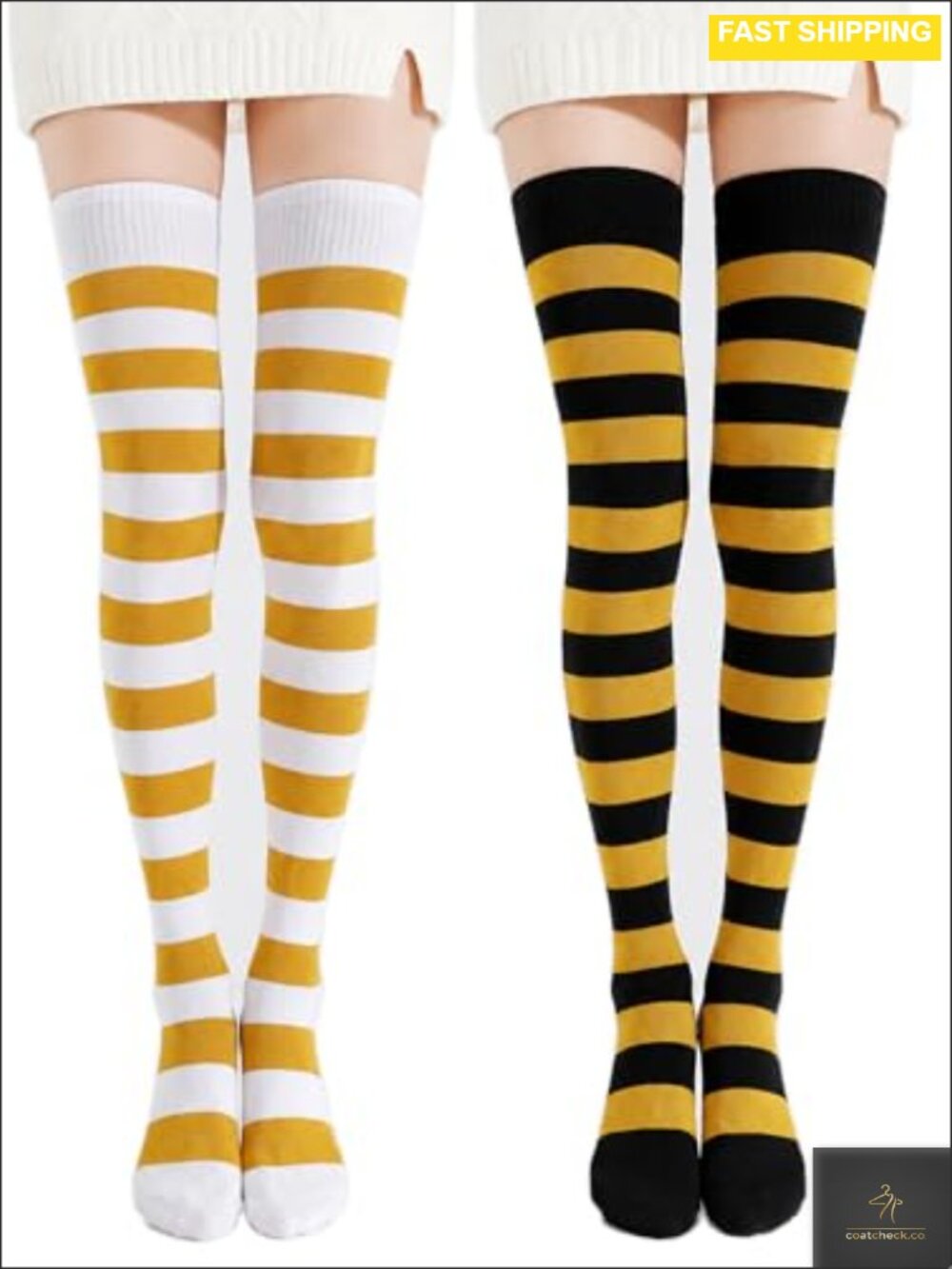 Extra Long Cotton Blend Thigh High Socks Over the Knee Striped